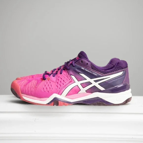 Asics Gel Resolution 6 Tennis Shoes Womens 9.5 Pink Purple Performance Sneakers - Picture 3 of 6